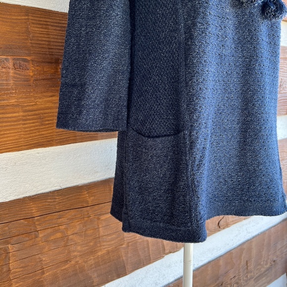 J. JILL Pure Jill Blue Hooded Sweater, Tassels, Pockets, 3/4 Sleeves, XS - Picture 4 of 15